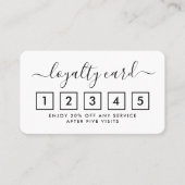 Einfache Script Loyalty Card - Schwarz & Weiß Treuekarte (Vorderseite)