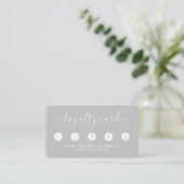 Einfache Script Loyalty Card - Silver & White Treuekarte (Stehend Vorderseite)