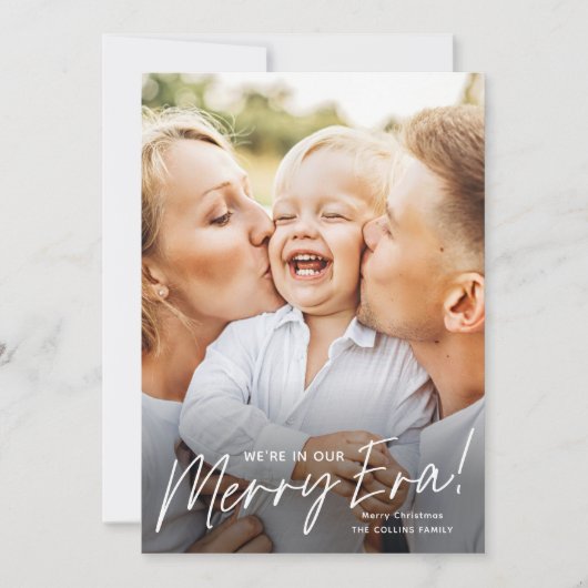 Einfache Script Merry Era Foto Weihnachten (Vorderseite)