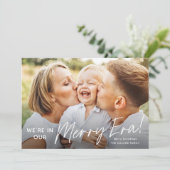 Einfache Script Merry Era Foto Weihnachten (Stehend Vorderseite)