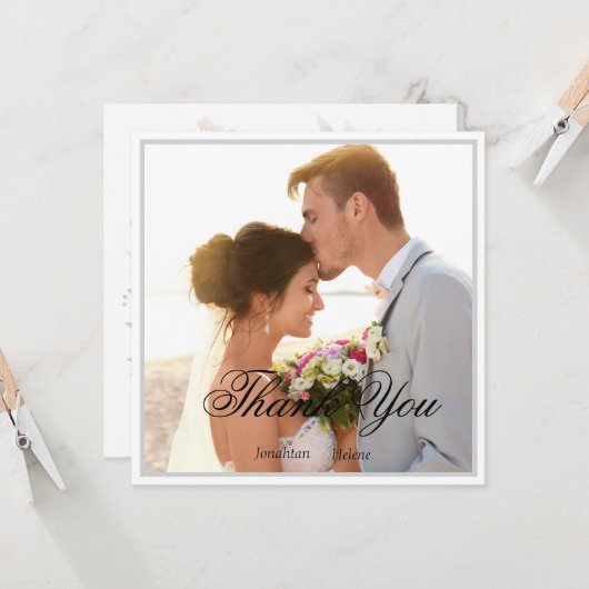 Einfache Script Modern Wedding Foto Danke Karte (Vorderseite/Rückseite Beispiel)