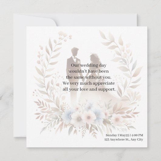 Einfache Script Modern Wedding Foto Danke Karte (Rückseite)