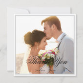 Einfache Script Modern Wedding Foto Danke Karte (Vorderseite)
