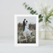 Einfache Script Modern Wedding Foto Vielen Dank Postkarte (Stehend Vorderseite)