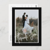 Einfache Script Modern Wedding Foto Vielen Dank Postkarte (Vorne/Hinten)