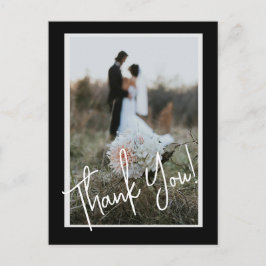 Einfache Script Modern Wedding Foto Vielen Dank Postkarte