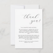 Einfache Script Moderne Foto Hochzeit Danke Karte (Rückseite)