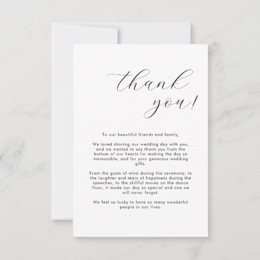 Einfache Script Moderne Foto Hochzeit Danke Karte (Rückseite)