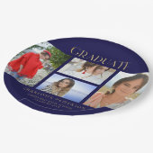 Einfache Script Multi Foto Grad Graduierungspartei Pappteller (Schrägansicht)