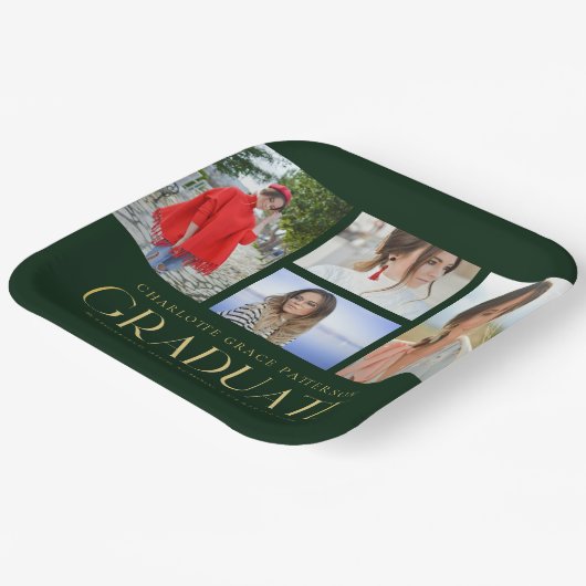Einfache Script Multi Foto Grad Graduierungspartei Pappteller (Gewinkelt)