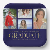 Einfache Script Multi Foto Grad Graduierungspartei Pappteller (Vorderseite)