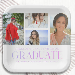 Einfache Script Multi Foto Grad Graduierungspartei Pappteller