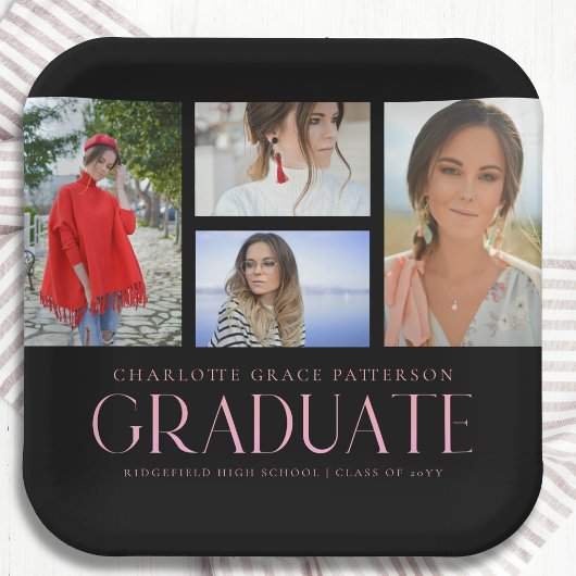 Einfache Script Multi Foto Grad Graduierungspartei Pappteller