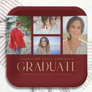 Einfache Script Multi Foto Grad Graduierungspartei Pappteller
