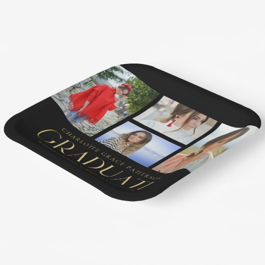 Einfache Script Multi Foto Grad Graduierungspartei Pappteller (Gewinkelt)