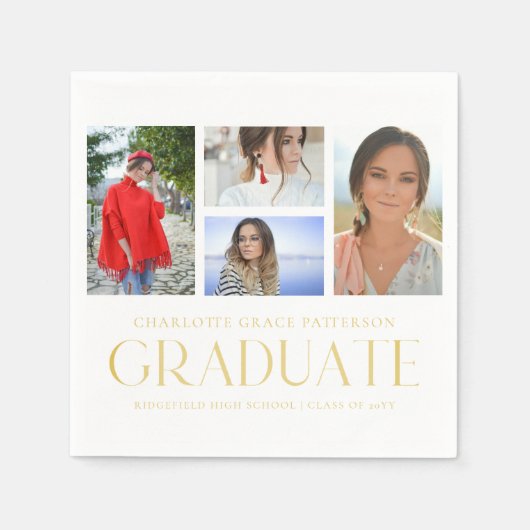 Einfache Script Multi Foto Grad Graduierungspartei Serviette (Vorderseite)