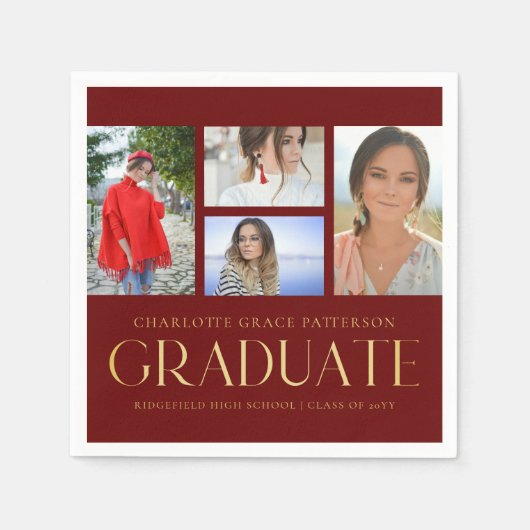 Einfache Script Multi Foto Grad Graduierungspartei Serviette (Vorderseite)