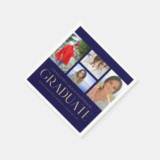 Einfache Script Multi Foto Grad Graduierungspartei Serviette (Ecke)