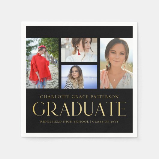 Einfache Script Multi Foto Grad Graduierungspartei Serviette (Vorderseite)