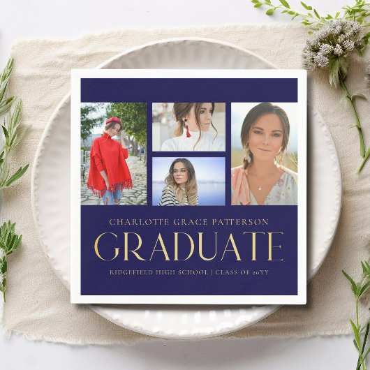 Einfache Script Multi Foto Grad Graduierungspartei Serviette