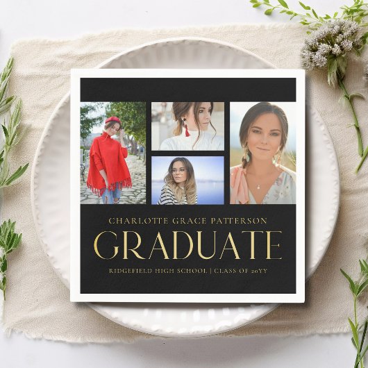 Einfache Script Multi Foto Grad Graduierungspartei Serviette