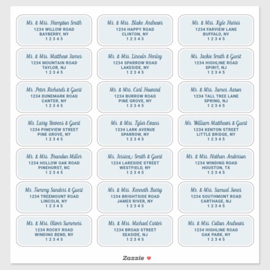 Einfache Script Navy Blue Guest Address Labels (Blatt)