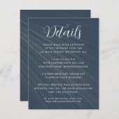 Einfache Script Navy Blue Wedding Details Begleitkarte (Vorne/Hinten)
