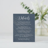 Einfache Script Navy Blue Wedding Details Begleitkarte (Stehend Vorderseite)