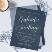 Einfache Script Navy Blue White Wedding Einladung