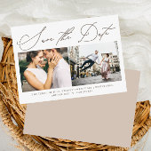 Einfache Script Neutral Zwei Foto Moderne Rettete Save The Date