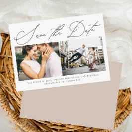 Einfache Script Neutral Zwei Foto Moderne Rettete  Save The Date