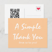 Einfache Script Peach Business Vielen Dank Postkarte (Vorne/Hinten)