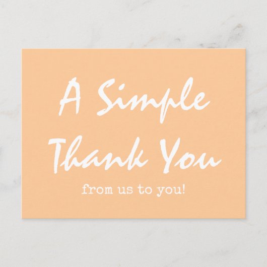 Einfache Script Peach Business Vielen Dank Postkarte (Vorderseite)