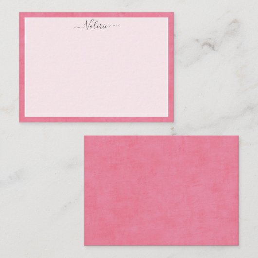 Einfache Script Personalisiert Girly Pink Mitteilungskarte (Vorne/Hinten)