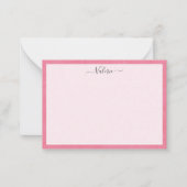 Einfache Script Personalisiert Girly Pink Mitteilungskarte (Vorderseite)