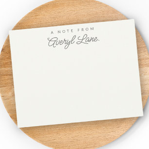 Einfache Script Personalisiert Stationery Ivory Wh Mitteilungskarte