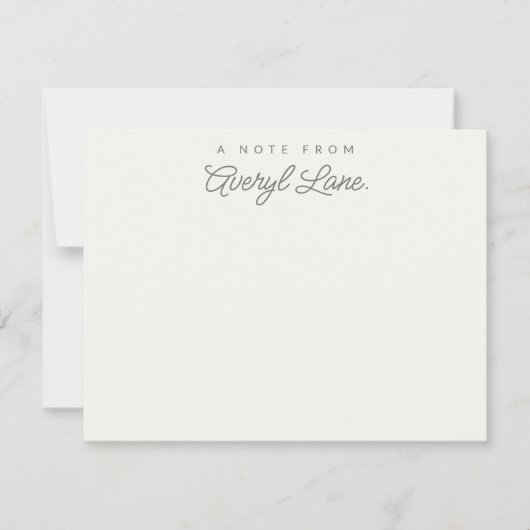Einfache Script Personalisiert Stationery Ivory Wh Mitteilungskarte (Vorderseite)