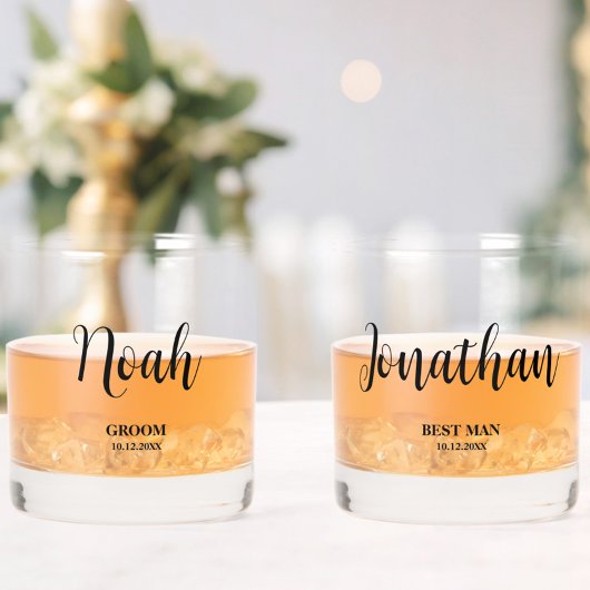 Einfache Script-Personalisierte Trauzeugen Hochzei Whiskyglas
