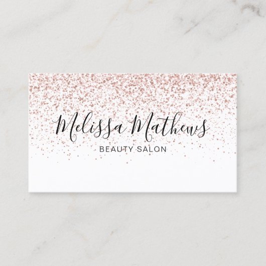 Einfache Script-Rose Gold Glitzer-Visitenkarte Visitenkarte (Vorderseite)
