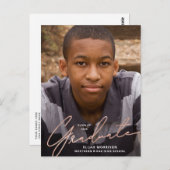 Einfache Script-Rose Gold Overlay Foto Abschluss Postkarte (Vorne/Hinten)