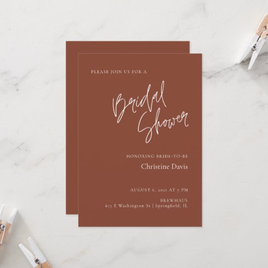 Einfache Script Rust Bridal Dusche Einladung (Vorderseite/Rückseite Beispiel)