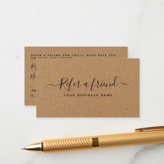 Einfache Script rustic Country Kraft Referenzkarte Begleitkarte (Vorderseite/Rückseite Beispiel)