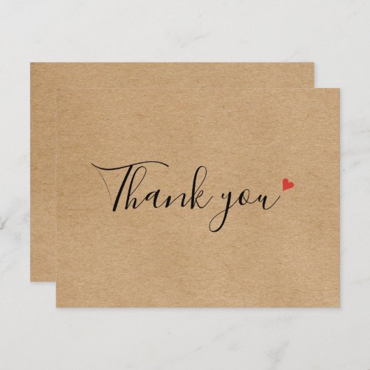 Einfache Script Rustic Kraft Business Dankeschön K Dankeskarte (Vorne/Hinten)