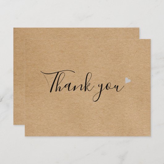Einfache Script Rustic Kraft Business Dankeschön K Dankeskarte (Vorne/Hinten)