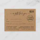 Einfache Script rustikale Country Kraft Gift Cards Visitenkarte (Vorderseite)
