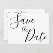 Einfache Script-Save the Date-Postkarten Ankündigungspostkarte (Vorne/Hinten)
