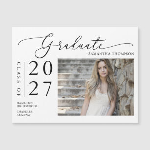 Einfache Script School Graduate Foto Magnetkarte