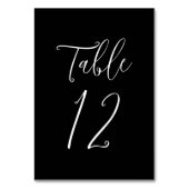 Einfache Script Schwarz und Weiß Hochzeit Tischnummer (Vorderseite)