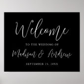 Einfache Script Schwarz und Weiß Hochzeit Willkomm Poster (Vorne)