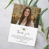 Einfache Script-Schwarz-Weiß-Foto-Abschluss Dankeskarte